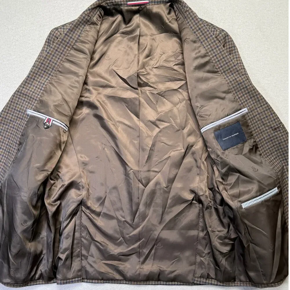 Tommy Hilfiger Men's Modern-Fit Check Sport Coat - Brown/Blue 38S $295